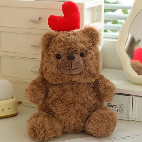 Schattige Gevulde Teddybeer Pluche Speelgoed Bruine Liefdeshart Beer Pop Zacht Dier Speelgoed Voor Valentijn Cadeau