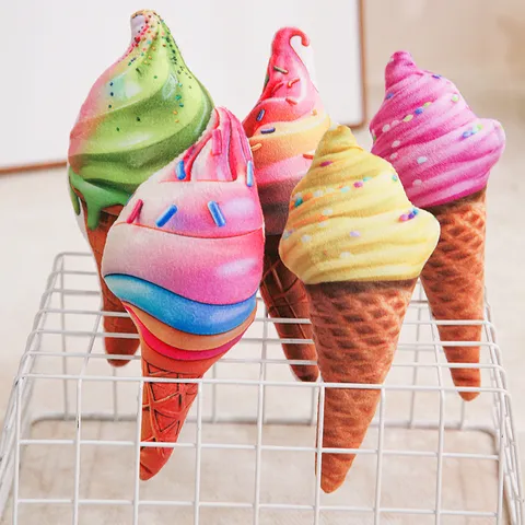 Simulation Ice Cream Cone Plush Toy Stuffed Animal Soft Food Pillow Cute Kids Gift Room Decor