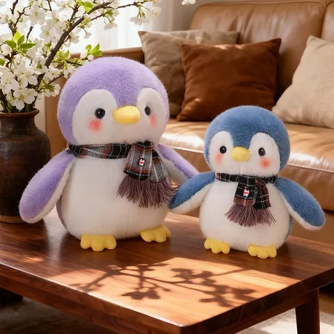 Cute Penguin Plush Toy Stuffed Animal With Scarf And Hooded Windbreaker Soft Companion Doll Kids Birthday Gift