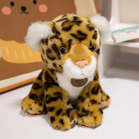 Simulation Léopard Peluche Mignonne Poupée Animal En Peluche Douce Peluche Longue Figurine Faune Décoration De La Maison