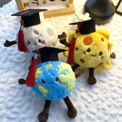 Cartoon Planet Plush Toy Cute Stuffed Earth Moon Sun Doll Doctor Hat Soft Pillow Kids Companion Toy