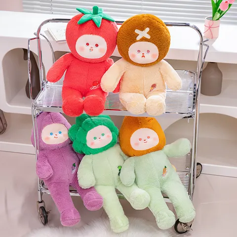 Cute Vegetable Plush Toy Stuffed Animal Soft Cartoon Cauliflower Carrot Mushroom Tomato Eggplant Doll Pillow Kids Gift