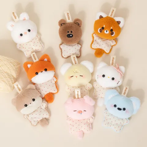 Cute Cartoon Animal Plush Toy Keychain Soft Stuffed Doll Bag Pendant Kawaii Rabbit Bear Cat Key Ring