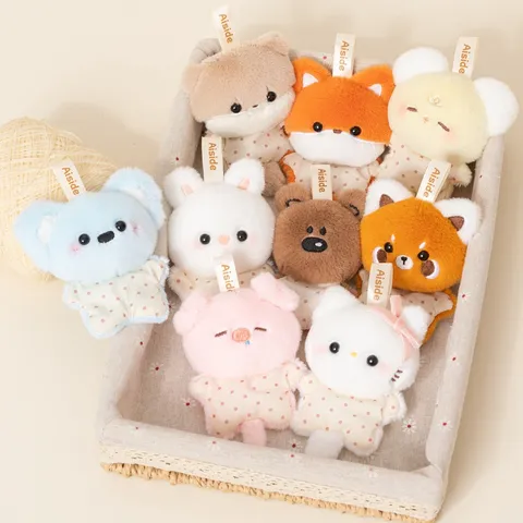 Cute Cartoon Animal Plush Toy Keychain Soft Stuffed Doll Bag Pendant Kawaii Rabbit Bear Cat Key Ring