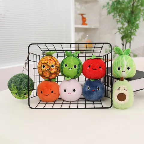 Süßes Obst Gemüse Plüschspielzeug Anhänger Cartoon Stoffpuppe Schlüsselanhänger Tasche Hängendes Ornament Geschenk