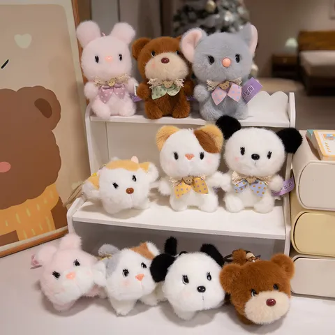 Simpatico Animale Giocattolo di Peluche Bambola di Peluche Morbido Kawaii Gatto Cane Coniglio Orso Topo Peluche Portachiavi Borsa Ciondolo Regalo Per Bambini