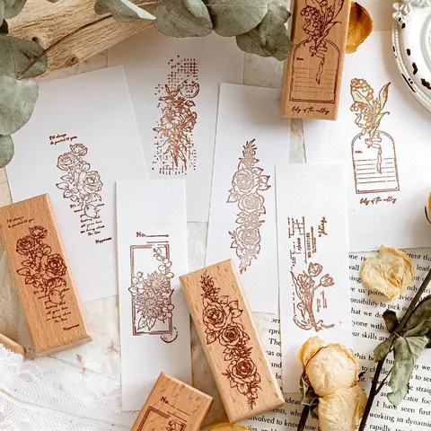 Vintage Floral Holzstempel Retro Botanische Pflanze Gummi Stempelwerkzeug Für Tagebuch Planer Scrapbooking Handwerk DIY Kunst