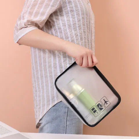Ματ Διαφανής Τσάντα Καλλυντικών από PVC Αδιάβροχη Μεγάλης Χωρητικότητας Ταξιδιωτική Τσάντα Καλλυντικών Φορητή Θήκη Αποθήκευσης Organizer Μακιγιάζ