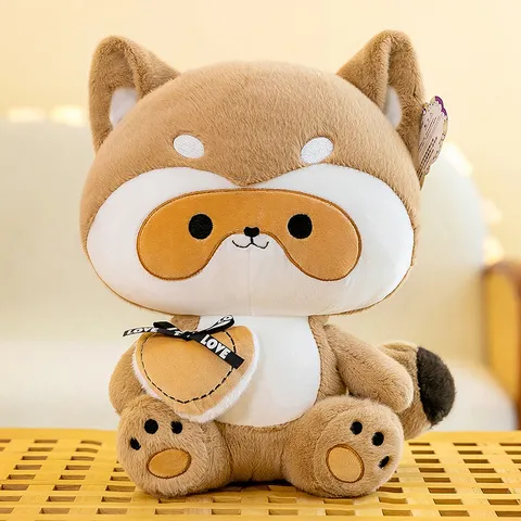 Cute Raccoon Plush Toy Stuffed Animal Soft Doll With Heart Pillow Children Birthday Gift Room Decor