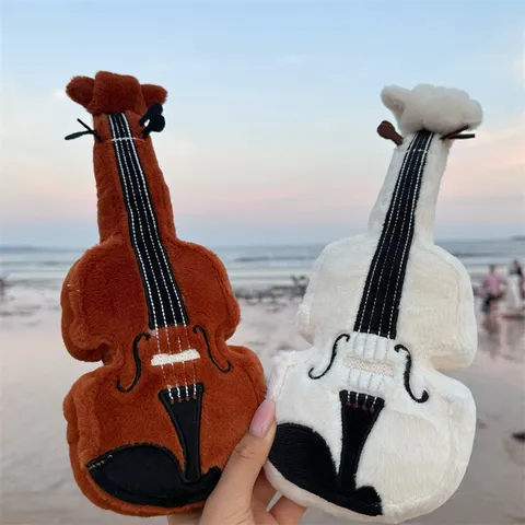 Peluche di Violino di Simulazione Creativa Bambola di Strumento Musicale Imbottita Cuscino Morbido Carino Regalo