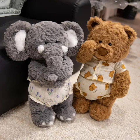 Simpatico Peluche Animale Imbottito Pigiama Orso Coniglio Elefante Bambola Rassicurante Giocattolo Morbido e Soffice Regalo per Bambini