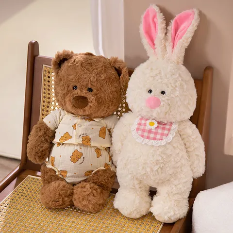 Simpatico Peluche Animale Imbottito Pigiama Orso Coniglio Elefante Bambola Rassicurante Giocattolo Morbido e Soffice Regalo per Bambini