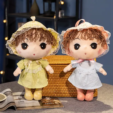 Süße Pastorale Stil Prinzessin Puppe Plüschtier Weiche Gestopfte Mädchen Figur Puppe Mit Spitzenhut Kinderspielzeug Urlaubsgeschenk
