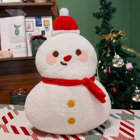 Peluche Bonhomme de Neige de Noël Poupée Rembourrée Doux Oreiller Décoration de Maison Cadeau