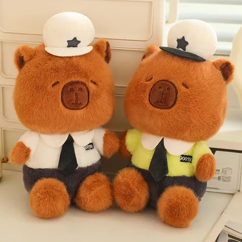 Χαριτωμένο Capybara Pluche Toy Stuffed Animal Soft Police Uniform Bee Doll Kawaii Room Decor Birthday Gift For Kids