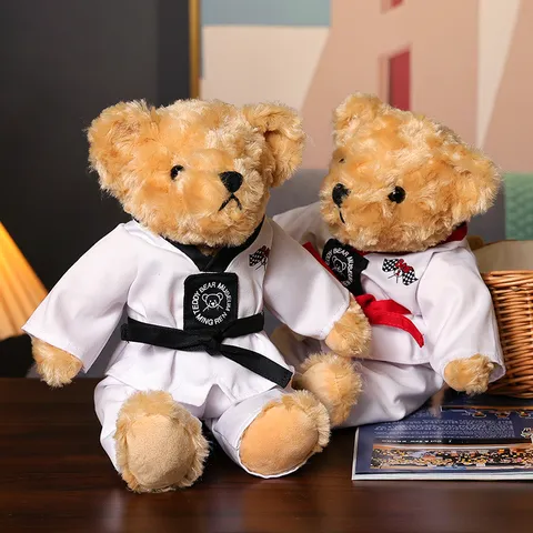 Mignon Teddy Ours Taekwondo Animal en Peluche Jouet Peluche Doux Cartoon Ours Poupée pour Enfants Activité Fête Cadeau