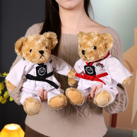 Mignon Teddy Ours Taekwondo Animal en Peluche Jouet Peluche Doux Cartoon Ours Poupée pour Enfants Activité Fête Cadeau