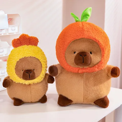 Χαριτωμένο Λουτρινο Παιχνιδι Capybara Ζώο Μαλακή Κούκλα με Καπέλο Φρούτων Μαξιλάρι για Παιδιά