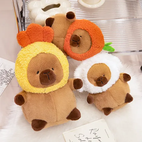 Χαριτωμένο Λουτρινο Παιχνιδι Capybara Ζώο Μαλακή Κούκλα με Καπέλο Φρούτων Μαξιλάρι για Παιδιά