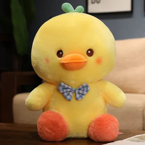 Cute Bowtie Little Yellow Duck Plush Toy Stuffed Animal Doll Soft Kawaii Kids Toy Birthday Gift Home Decor