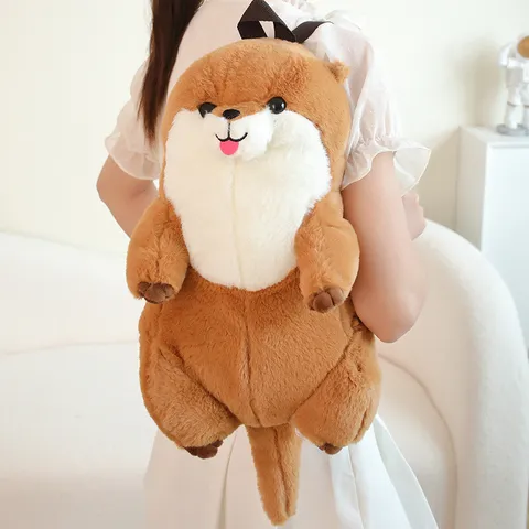 Carino Zaino in Peluche di Lontra Marina Morbido Animale Impagliato Borsa Bambola Cartone Animato Casual Viaggio Borsa Regalo Per Bambini