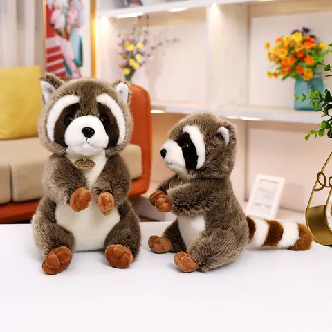 Simulation Raccoon Plush Toy Cute Stuffed Animal Doll Soft Fluffy Pillow Kids Gift
