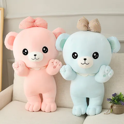 Niedlicher Rosa Blauer Schleife Teddybär Plüschtier Kuscheltier Weiches Kissen Puppe Begleiter Für Mädchen Kinder