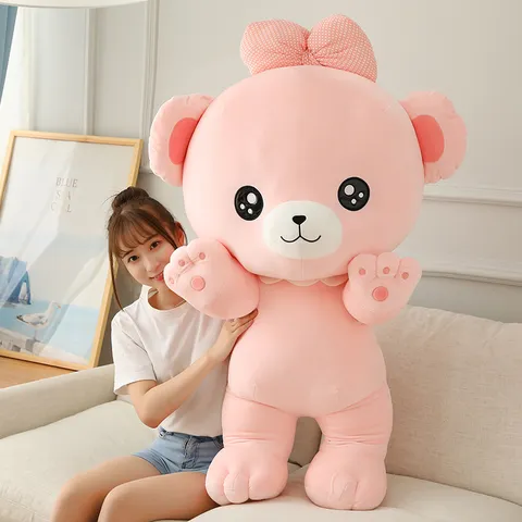 Niedlicher Rosa Blauer Schleife Teddybär Plüschtier Kuscheltier Weiches Kissen Puppe Begleiter Für Mädchen Kinder