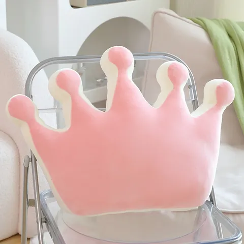 Princess Style Crown Plush Pillow Soft Short Plush PP Cotton Filled Sofa Cushion Home Decor Bed Living Room