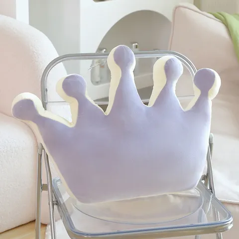 Princess Style Crown Plush Pillow Soft Short Plush PP Cotton Filled Sofa Cushion Home Decor Bed Living Room