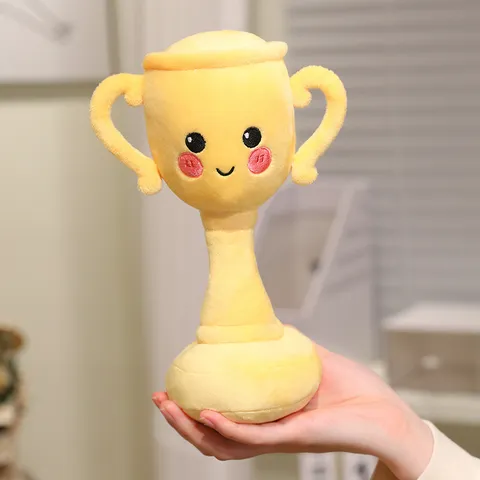 Goldenes Trophäen Plüschtier Süße Kuschelpuppe Weiches Kissen Abschlussgeschenk Kreatives Cartoon Kissen für Schüler