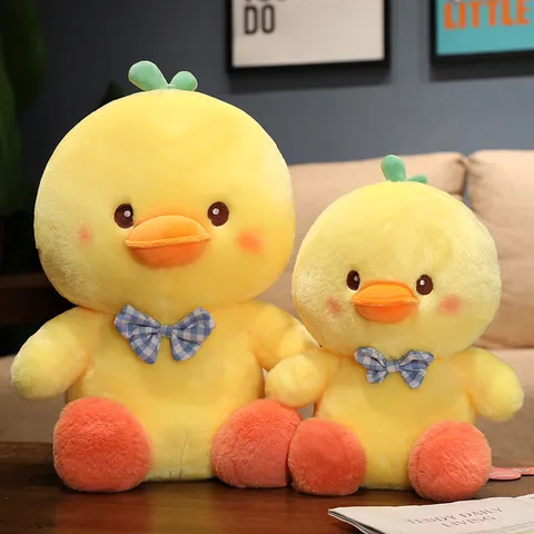 Cute Bowtie Little Yellow Duck Plush Toy Stuffed Animal Doll Soft Kawaii Kids Toy Birthday Gift Home Decor