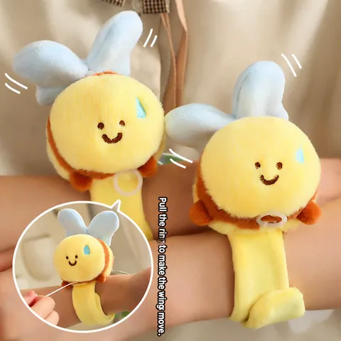 Lindo Pequeño Pulsera Bofetada de Abeja Peluche Juguete Creativo Animal de Dibujos Animados Pulsera Suave Juguete de Peluche Regalo