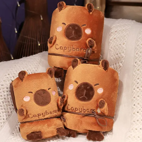 Χαριτωμένο Capybara Κουβέρτα Ρολό Μαλακό Loutrini Paichnidi Φορτηγό Αυτοκίνητο Ταξίδι Κλιματισμού Υπνάκος Κουβέρτα Χαριτωμένο Ζώο Γεμιστή Κούκλα Δώρο