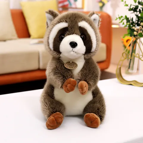 Simulation Raccoon Plush Toy Cute Stuffed Animal Doll Soft Fluffy Pillow Kids Gift