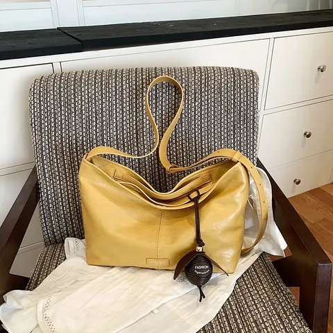 Bolso Cruzado Casual Retro de Gran Capacidad para Mujer Moda Cuero PU Tote Bag Bolso de Hombro Minimalista Bolso de Mano