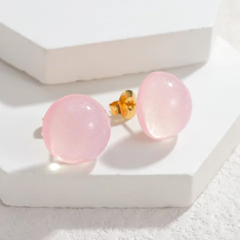 Minimalistische Edelstahl Ohrstecker Süße Bonbonfarbe Runde Geometrische Ohrringe Für Damen Tägliche Kleidung