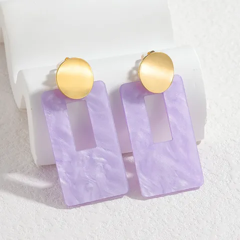 Edelstahl Geometrische Hohle Ohrringe Für Damen Mode Harz Quadrat Kreis Hängeohrringe Schmuck