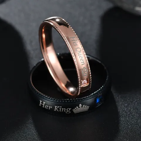 Edelstahl Paare Ringe Passende His Queen Her King Krone Strass Ringe Für Herren Damen Schmuck
