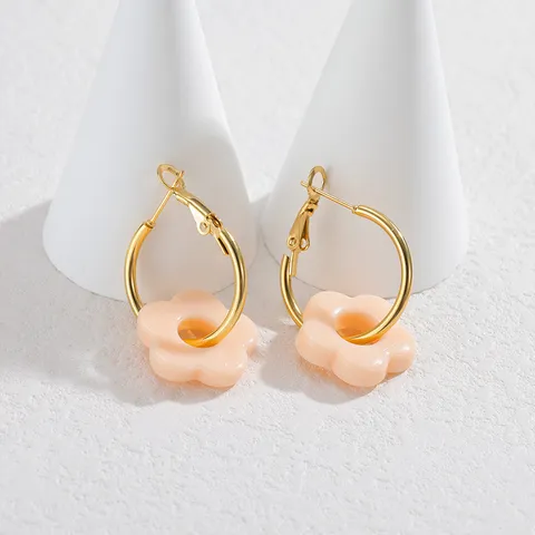 Minimalistische Edelstahl Floral Ohrringe Bunte Harz Blume Creolen Sommer Mode Schmuck Geschenk