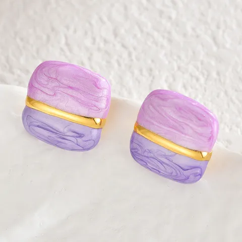 Minimalistische Edelstahl Quadratische Ohrstecker Bunte Dopamin Farbblock Geometrischer Urlaub Ohr Schmuck Für Damen