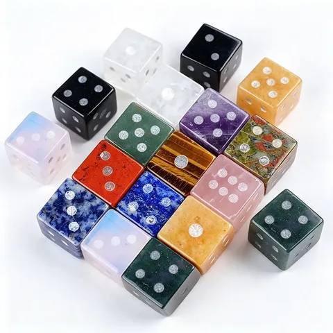Natural Crystal Amethyst Gemstone Dice Set Colorful Semi Precious Stone Board Game Dices Desk Ornament Decor Gift