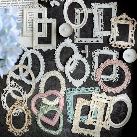 Vintage European Relief Photo Frame Collage Cards Decorative Material Paper Journal DIY