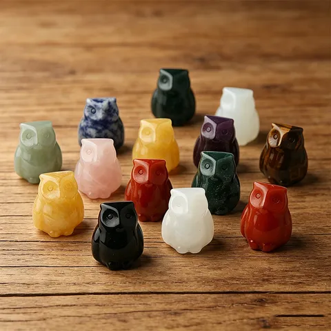Natuurlijk Kristal Agaat Steen Gesneden Uil Mini Dier Figuur Healing Kristal Uil Standbeeld Home Office Desktop Decor
