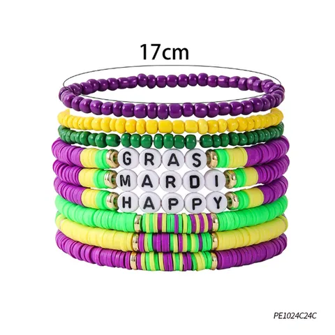 Mardi Gras Party Accessories Set Striped Suspenders Beaded Necklaces Bracelet Tablecloth For Carnival Festival Costume Props Decorations