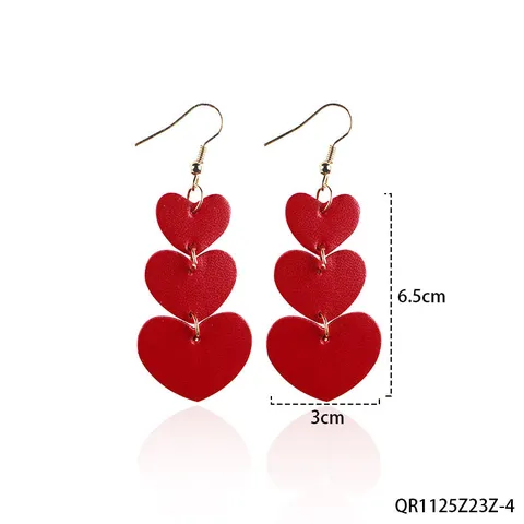 Valentijnsdag Hart Acryl Lederen Oorknopjes Mode Lange Hangende Oorbellen Creatieve Letter Sieraden Cadeau Voor Vrouwen