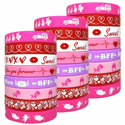 Valentijnsdag Koppel Siliconen Polsbandjes Hart Liefde Bedrukte Rubberen Armbanden Jubileum Geschenken Voor Mannen Vrouwen
