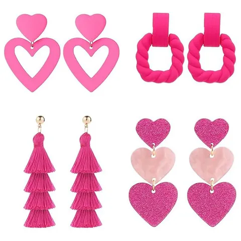 Valentijnsdag Hart Acryl Lederen Oorknopjes Mode Lange Hangende Oorbellen Creatieve Letter Sieraden Cadeau Voor Vrouwen