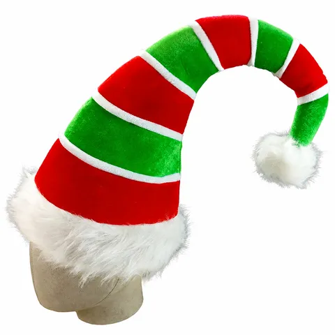 Christmas Elf Hat Velvet Striped Clown Hat Carnival Party Cosplay Costume Accessories Red And Green Adult Hat