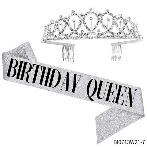 Verjaardagsfeest Queen Sjerp Glitter Letterprint Feest Decoratieve Riem Voor Vrouwen